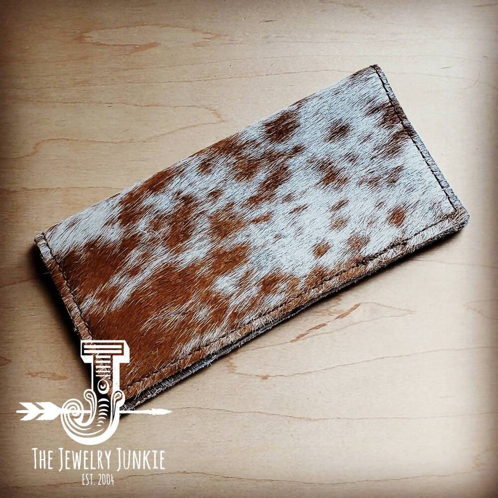 NEW JEWELRY JUNKIE women's hair-on-hide leather wallet in mixed brindle